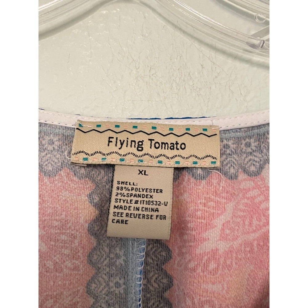 Flying Tomato Handkerchief Tunic Womens XL Colorful Geometric Boho Festival